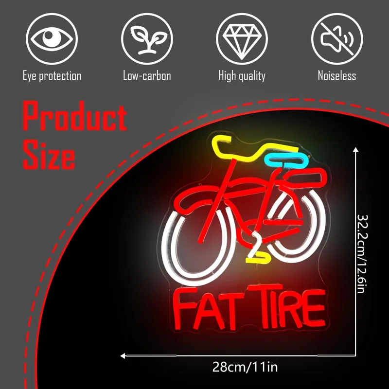 Fat Tire Bike LED Neon Sign US - Cycling Gear Shop 评论和价格